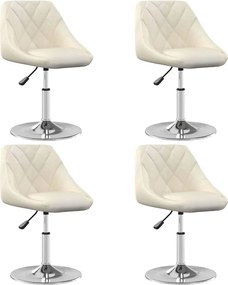 vidaXL Scaune de masă pivotante, 4 buc., crem, catifea