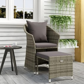 vidaXL Set mobilier de grădină cu perne, 2 piese, gri, poliratan