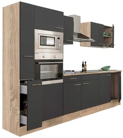 Mobilă de bucătărie Yorki 300, corp din stejar sonoma, cu față antracit satinat