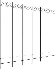 vidaXL Paravan de cameră cu 6 panouri, alb, 240x200 cm, textil