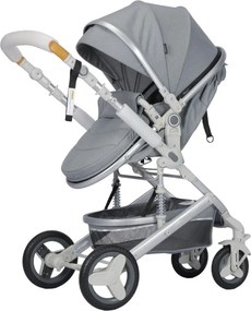 Carucior nou nascuti 3 in 1 NOVOKIDS™ 5300, Cu geanta bebe, Cadru Aluminiu, Amortizoare, Roti din cauciuc plin AVE, Landou, Scoica auto, Spatar