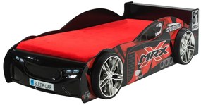 Set Pat Mașină de Curse MRX și Saltea BASIC COOL pentru Copii, 2 Piese, Negru cu Roșu (MDF) – Auto – Vipack