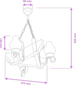 Lustră pe lanț Brilagi QUEEN 3xE14/40W/230V fag/nuc