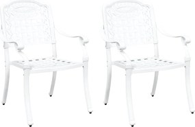 vidaXL Scaun pentru Grădină 2 pcs Alb 55 x 56,5 x 91cm Aluminiu