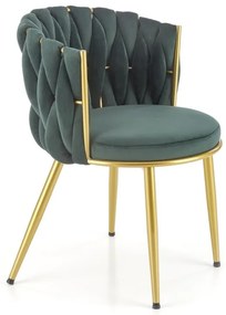 Set 4 scaune K517 velvet verde/auriu