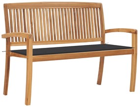 vidaXL Bancă de grădină stivuibilă cu pernă, 128,5 cm, lemn masiv tec