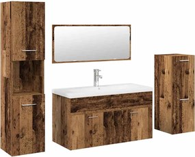vidaXL Set mobilier de baie, 5 piese, lemn vechi, lemn prelucrat