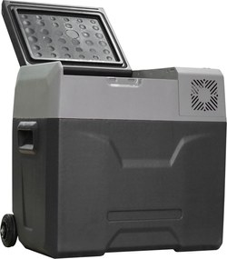 HOMCOM Frigider Auto de 50L cu Panou Touch, Mâner și 2 Roți, 58.6x37.8x54.5 cm, Gri | Aosom Romania