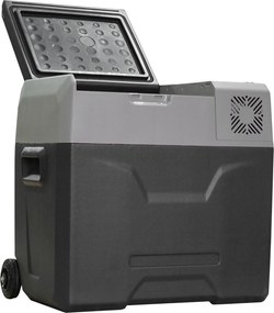 HOMCOM Frigider Auto de 50L cu Panou Touch, Mâner și 2 Roți, 58.6x37.8x54.5 cm, Gri | Aosom Romania