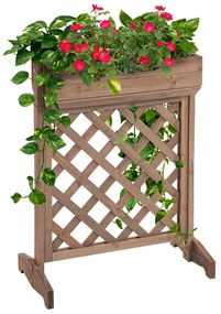 Outsunny Ghiveci Vertical cu Grilă pentru Plante Cățărătoare 68x30x85.5 cm Maro pentru Grădină | Aosom Romania