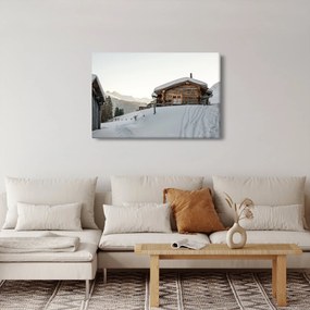 Tablou - cabana montană în zăpadă (90x60 cm)