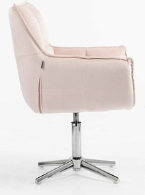 HR560CROSS Scaun Catifea Roz Pudra cu Bază Cromata