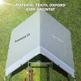 PawHut Coteț pentru Găini de Exterior, 2x2x2m 4 m² Țarc pentru Găini din Oțel Galvanizat cu Acoperiș Impermeabil Anti-UV și Încuietoare, Adăpost pentru 4-6 Găini, Animale Mici, Iepuri și Rațe | Aosom Romania