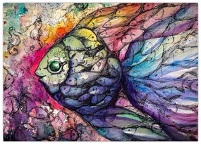 Tablou pe sticlă - Peștișorul colorat (70x50 cm)