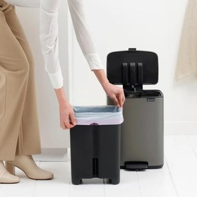 Cos de gunoi Brabantia Bo Pedal 1010128, 12 l, Inchidere usoara, Baza antiderapanta, Gri