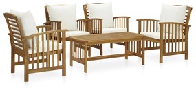 3057978 vidaXL Set mobilier de grădină cu perne, 5 piese, lemn masiv de acacia