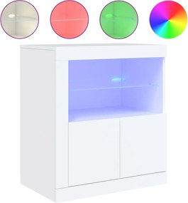 vidaXL Servantă cu lumini LED, alb, 60,5x37x67 cm