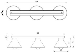 Plafonieră DEMET 3xE27/60W/230V neagră/aurie