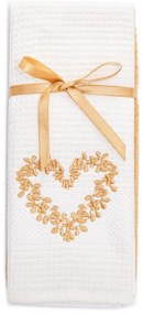 Prosoape de bucătărie HEART, 2 buc Crem-Muștar /Cream-Mustard Set (2 buc, 40x60 cm)