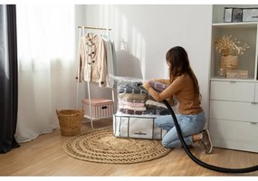 Cutie de depozitare pentru haine din material textil cu vacuum/cu pereți întăriți 65x50x26,5 cm Life – Compactor