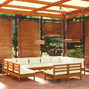 3097214 vidaXL Set mobilier relaxare grădină perne 11piese lemn pin maro miere