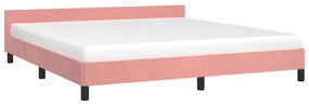 Cadru de pat cu tablie, roz, 160x200 cm, catifea Roz, 160 x 200 cm