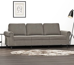 349167 vidaXL Canapea cu 3 locuri, gri deschis, material 180CM catifea