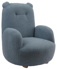 Fotoliu de copii albastru cu tapițerie din țesătură bouclé Rocky – Vipack