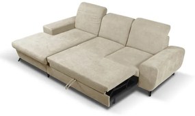 Colțar extensibil ALTA, tapițat, cu spațiu de depozitare, șezlong pe partea stângă, bej