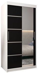 Dulap de haine 100 cm cu oglindă Verika 2 100 (alb + negru). 1063758
