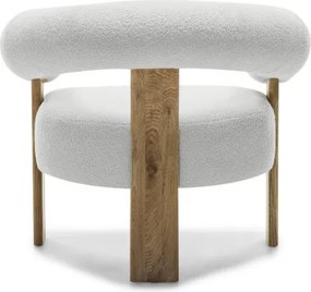 Fotoliu design alb KOKEI, stejar