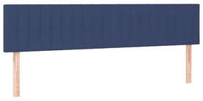 Pat continental cu saltea, albastru, 160x200cm, material textil Albastru, 160 x 200 cm, Benzi verticale