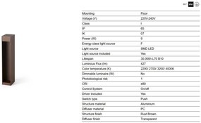 Stalp LED iluminat exterior IP65 CERLER H-35cm maro rustic