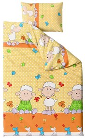 Lenjerie de pat creponata pentru patut OVECELE galben Dimensiune lenjerie de pat: 45 x 65 cm | 90 x 135 cm