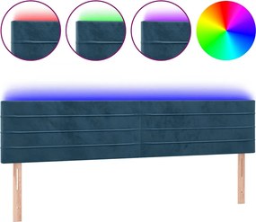 vidaXL Tăblie de pat cu LED, albastru închis, 160x5x78/88 cm, catifea