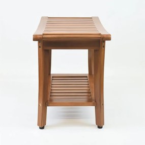 Scăunel DIVERO cu suport, tec masiv, 47,2 x 33,5 x 56 cm