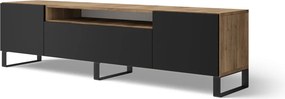 Comodă TV Femur Standing – 200x41x53 cm – Stejar Artisan / Negru