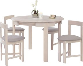 Set de sufragerie 1+4, lemn masiv, alb model lemn /gri-bej, DOMIO