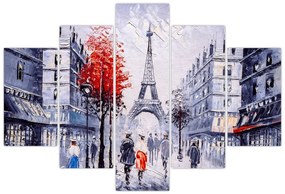 Tablou - Străzi din Paris, pictură în ulei (150x105 cm)