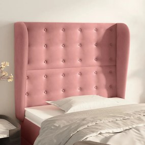 Tablie de pat cu aripioare, roz, 103x23x118 128 cm, catifea 1, Roz, 103 x 23 x 118 128 cm