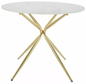 Masa rotunda Azalia Ceramic marmura alba/auriu ø90/h75 cm