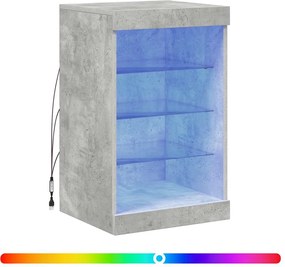 vidaXL Servantă cu lumini LED, gri beton, 41x37x67 cm