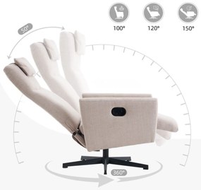 Fotoliu confortabil cu funcție de relaxare, Gri | Aosom Romania