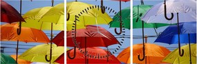 Tablou - Umbrele colorate (cu ceas) (90x30 cm)