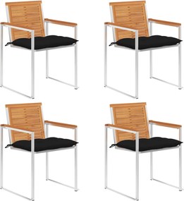 vidaXL Scaune de grădină cu perne, 4 buc., lemn masiv de acacia