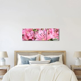 Tablou - Liliac roz (cu ceas) (90x30 cm)