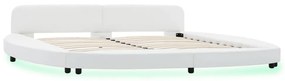 284721 vidaXL Cadru de pat cu LED, alb, 180 x 200 cm, piele ecologică