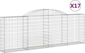 vidaXL Coșuri gabion arcuite 17 buc, 300x30x100/120 cm fier galvanizat