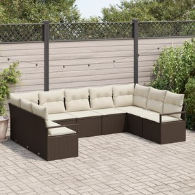 vidaXL Set de canapele pentru grădină 9 pcs Maro Rattan poli
