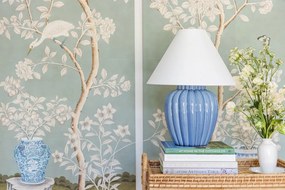 Veioza LUX, Ceramica Albastra, Tesatura In, CLARENDON
